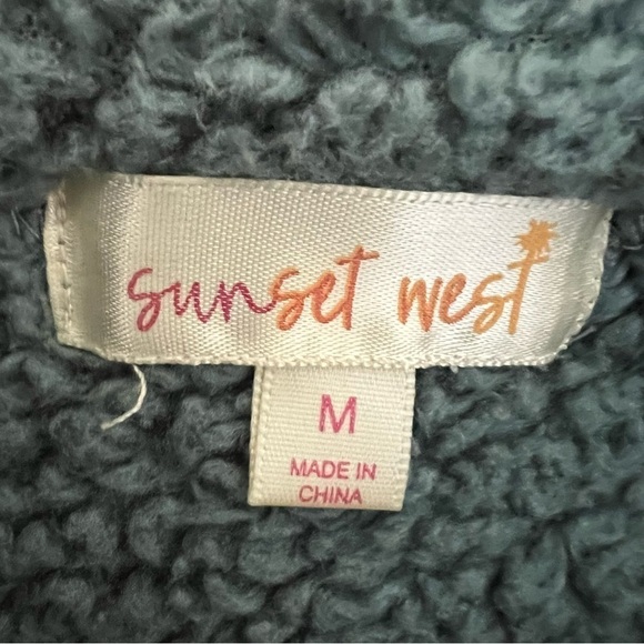 2/$30 Girls Sunset West fuzzy faux shearling teddy zip up jacket.  Teal color. - Picture 5 of 9